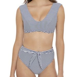 Time and Tru bikini set high waisted bottoms blue and white striped